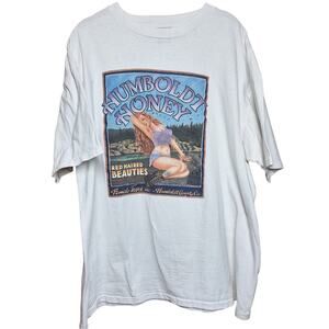 Rare vintage single stitch Humboldt honey red haired beauty pin-up girl graphic